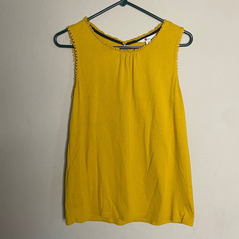Boden Yellow Sleeveless Tank Top with Crochet Trim